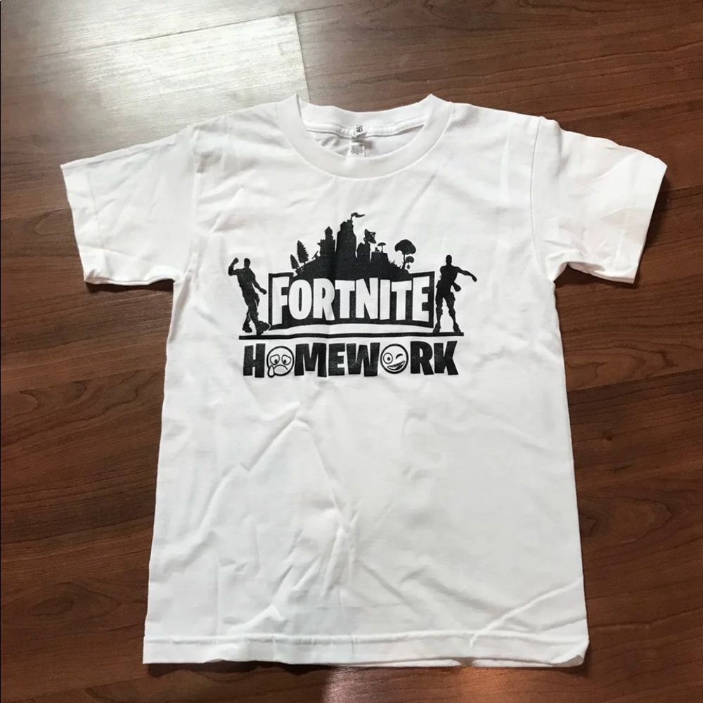 Kids Fortnite fun shirt. (Fortnite over homework)